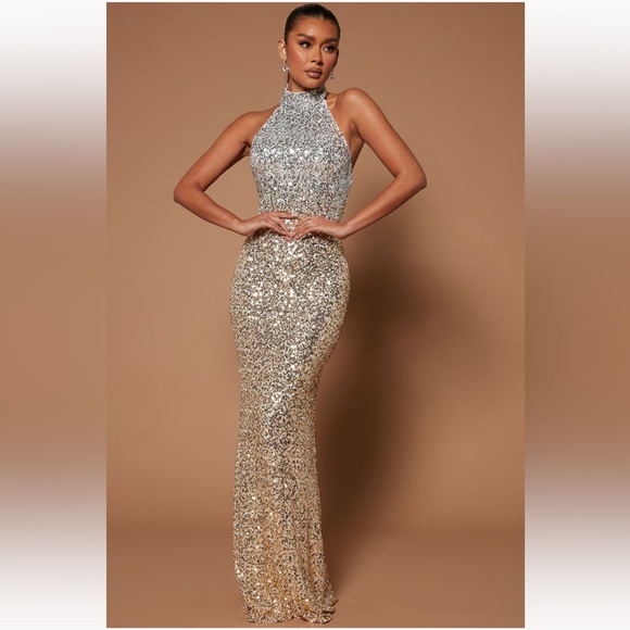 FASHION NOVA LUXE Charlotte Sequin Maxi Dress Size XL. NWT NEVER WORN! - Picture 4 of 6